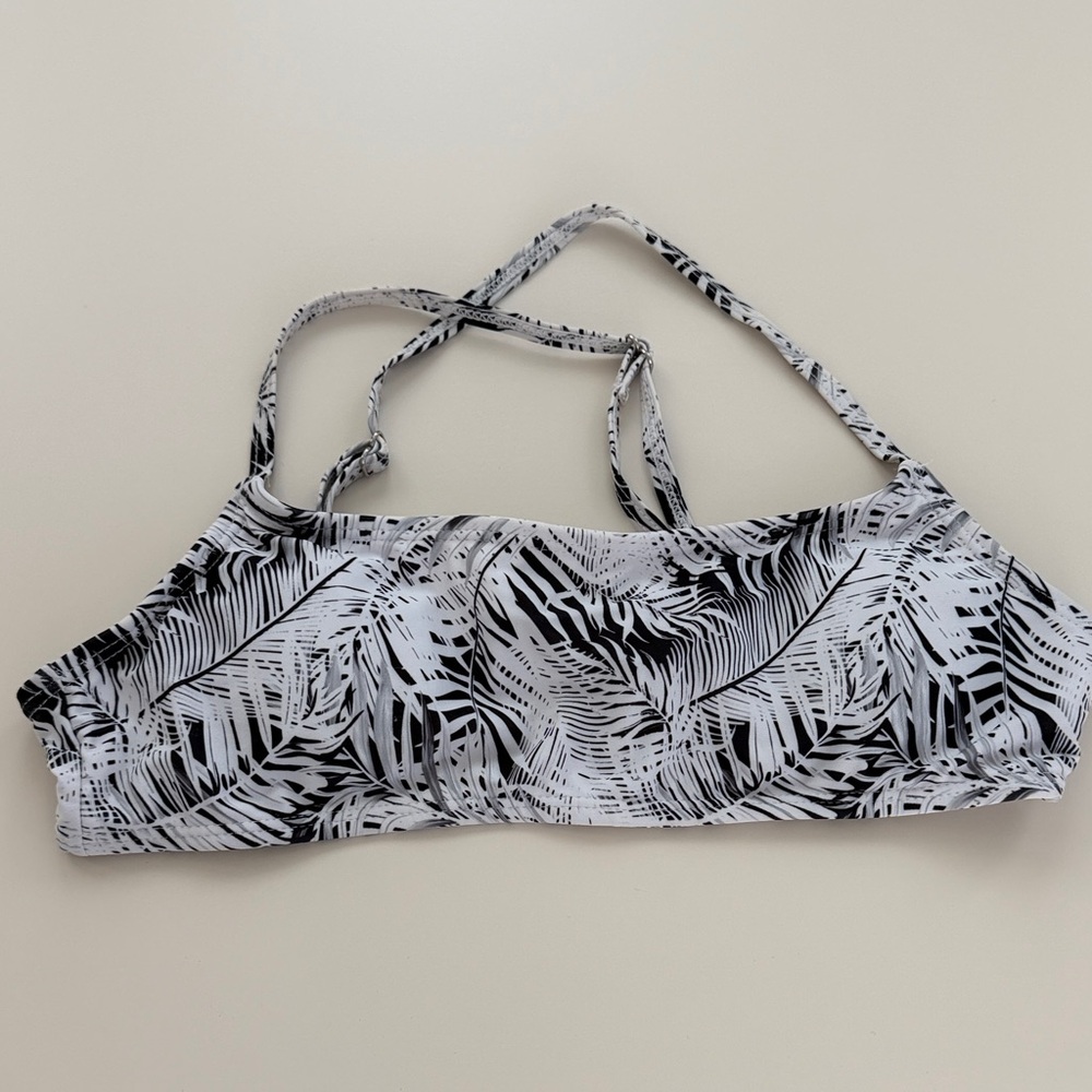 Black & White Palm Print Bikini Top